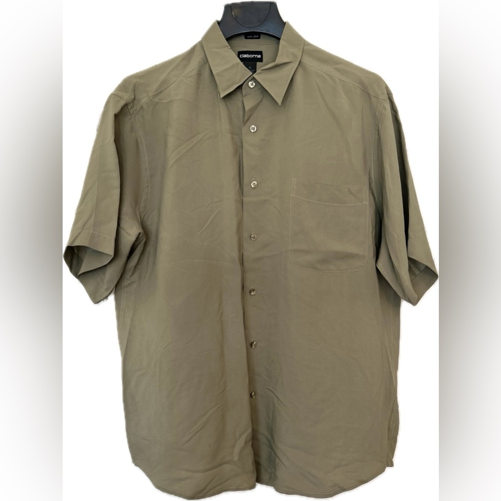 Claiborne Men’s Silk Short Sleeve Button-Down Dress Shirt